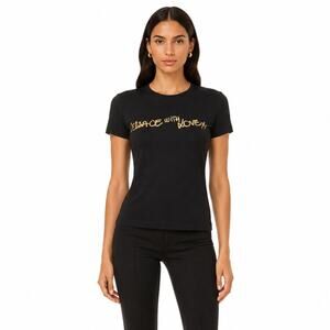 Versace Cotton Graphic Logo Versace With Love T-Shirt Black Women's Size XS